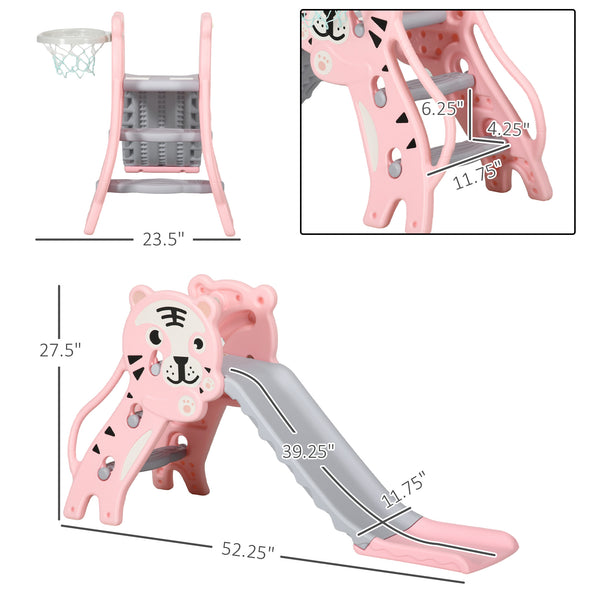 English Elm Kids 3 in 1 Toddler Climber Slide Set with Basketball Hoop for Playroom Fun T3971P439601