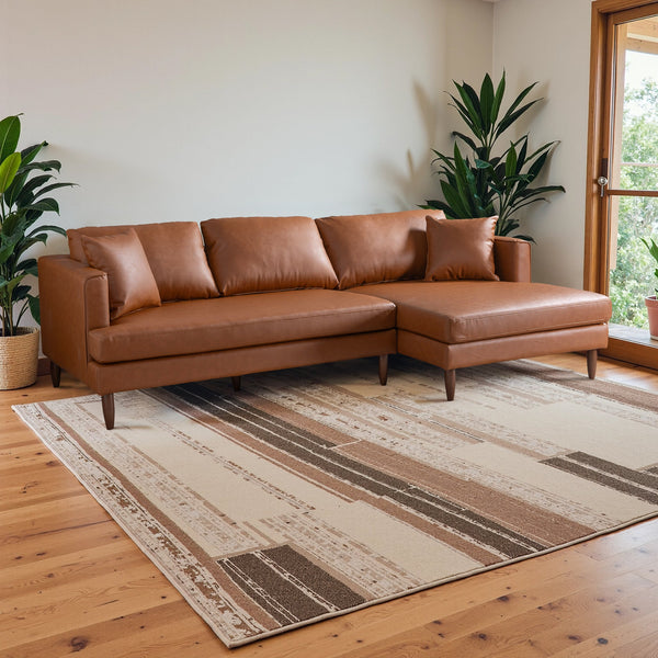 English Elm Blake Mid-century L-shaped Vegan Leather Sectional for Spacious Living Rooms B183S00196