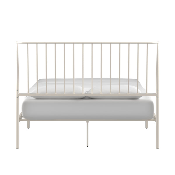 Homelegance By Top-Line Dante Metal Platform Bed with Curved Metal Headboard White Metal
