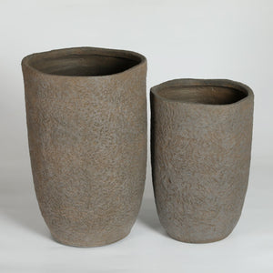 English Elm Round Concrete Sculptural Planter Duo Handcrafted Porous Finish Patio Garden Home W347P465319