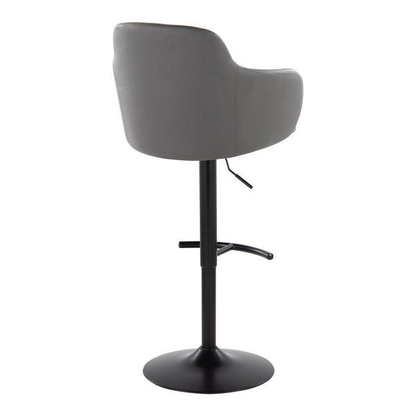 English Elm Boyne Contemporary Adjustable Barstools Set Of 2 – Stylish Grey Faux Leather & Black Metal Design B202S00745