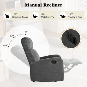 English Elm Christopher Knight Home® - Modern Recliner Plush Manual Recliner Chair with Ergonomic Support, 3-Position Backrest, Durable Fabric Comfort Grey N763P256491D