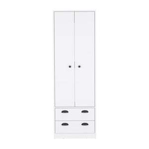 English Elm St Monans Armoire White with Double Door, Hanging Rod & Two Spacious Drawers for Bedrooms B200S00372