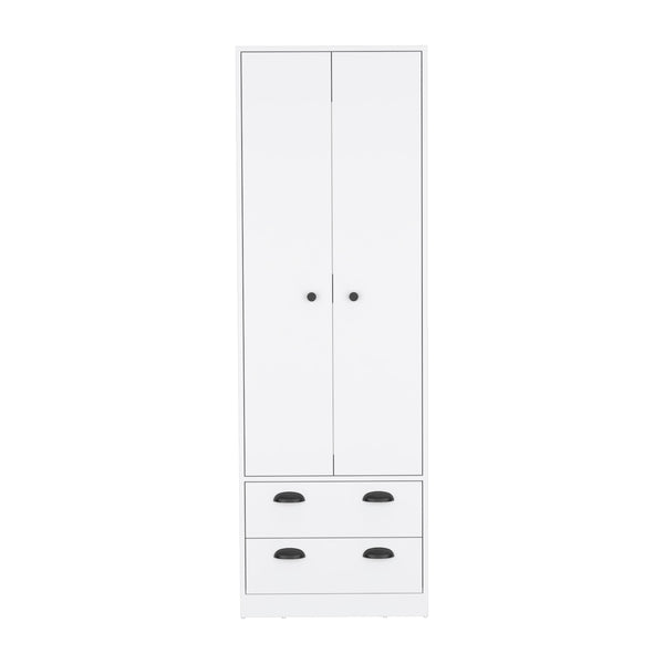 English Elm St Monans Armoire White with Double Door, Hanging Rod & Two Spacious Drawers for Bedrooms B200S00372