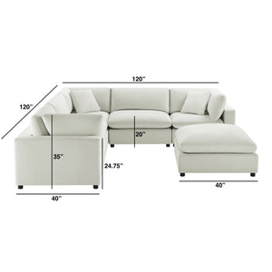 English Elm Caylie Modular 6-Piece Sectional In Ivory - Versatile Comfort, Family-Friendly, Plush Seating Solution B050S00030
