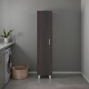 English Elm Vegas Tall Narrow Oak Tower Cabinet with Fixed Shelves for Laundry Utility Rooms Walnut Brown B128P473978