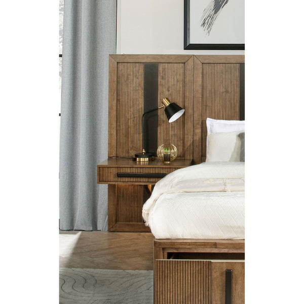 English Elm Moraga Fluted Ash Veneer California King Storage Bed with Wall Panel Nightstands B062S01834