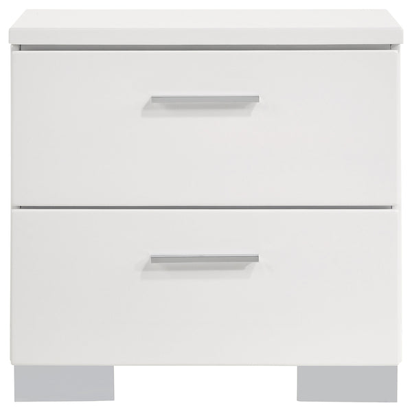 English Elm Dulcey Modern High Gloss 4-Piece Eastern King Bedroom Set With Led Lighting & Ample Storage B062S01328