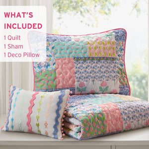 English Elm 3-Piece Twin/Twin Xl Quilt Set In Soft Pink – Cozy Comfort With Sham & Decorative Pillow Included! B035P408451