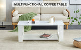 English Elm A Modern and Practical White Coffee Table. The Double Layered Coffee Table Is Made Of Mdf Material,. Suitable For Living Room, Bedroom, and Study.Ct-16