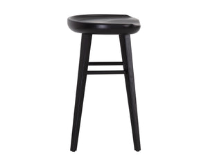 Sunpan Dominic Counter Stool - Solid Oak Craftsmanship with Sculpted Seat for Elegant Modern Spaces Black