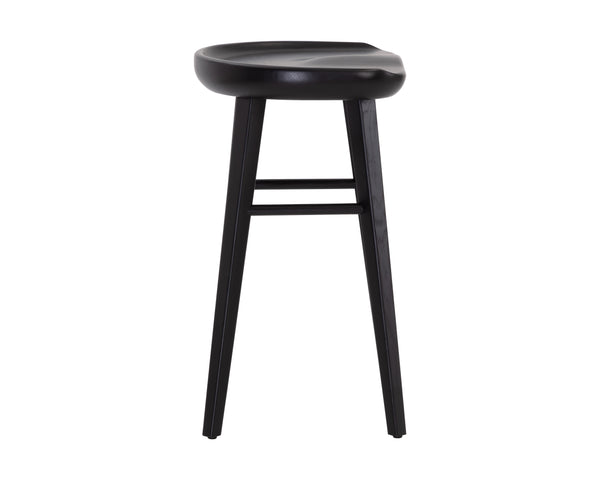 Sunpan Dominic Counter Stool - Solid Oak Craftsmanship with Sculpted Seat for Elegant Modern Spaces Black