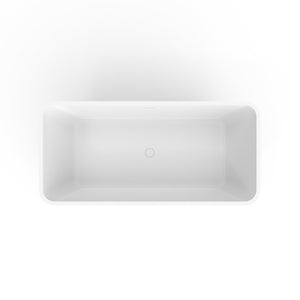 English Elm 67 Inch Stone Resin Freestanding Soaking Tub Matte White Spa Bath for Bathroom W1613P358116