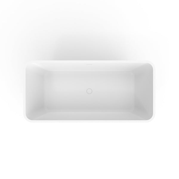 English Elm 67 Inch Stone Resin Freestanding Soaking Tub Matte White Spa Bath for Bathroom W1613P358116