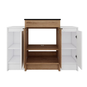 English Elm 48 Inch Freestanding Bathroom Vanity With Black Ceramic Sink & Soft-Close Storage Cabinets - Modern Elegance W999S00315