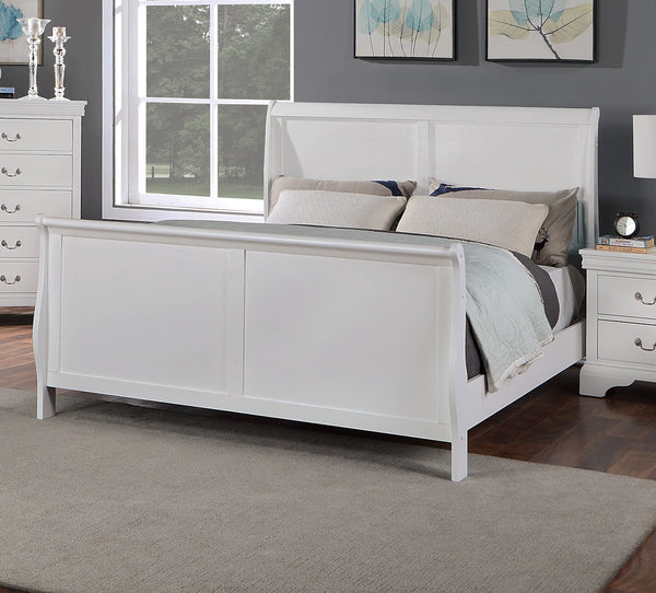 English Elm Contemporary French Inspired Sleigh Bed Eastern King White Lacquer Arched Headboard B011S02152