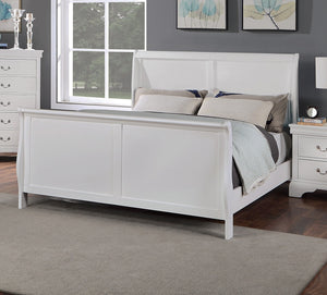 English Elm Contemporary White Sleigh California King Bed Arched Hardwood Frame Master Bedroom B011S02151