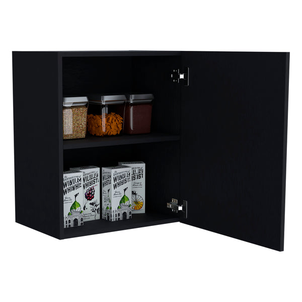 English Elm Manchester Wall Cabinet 20" Wide One-Door with Two Shelves — Space-Saving, Sleek White Finish, Easy Install Black 26 L x 21 W x 4 H B200P235846