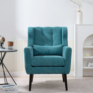 English Elm Modern Accent Chair with Ergonomic Chenille Upholstery, Padded Foam Seat and Solid Wood Legs, Stylish Lounge Seating for Living Room Bedroom Reading Nook Teal W1028P162721
