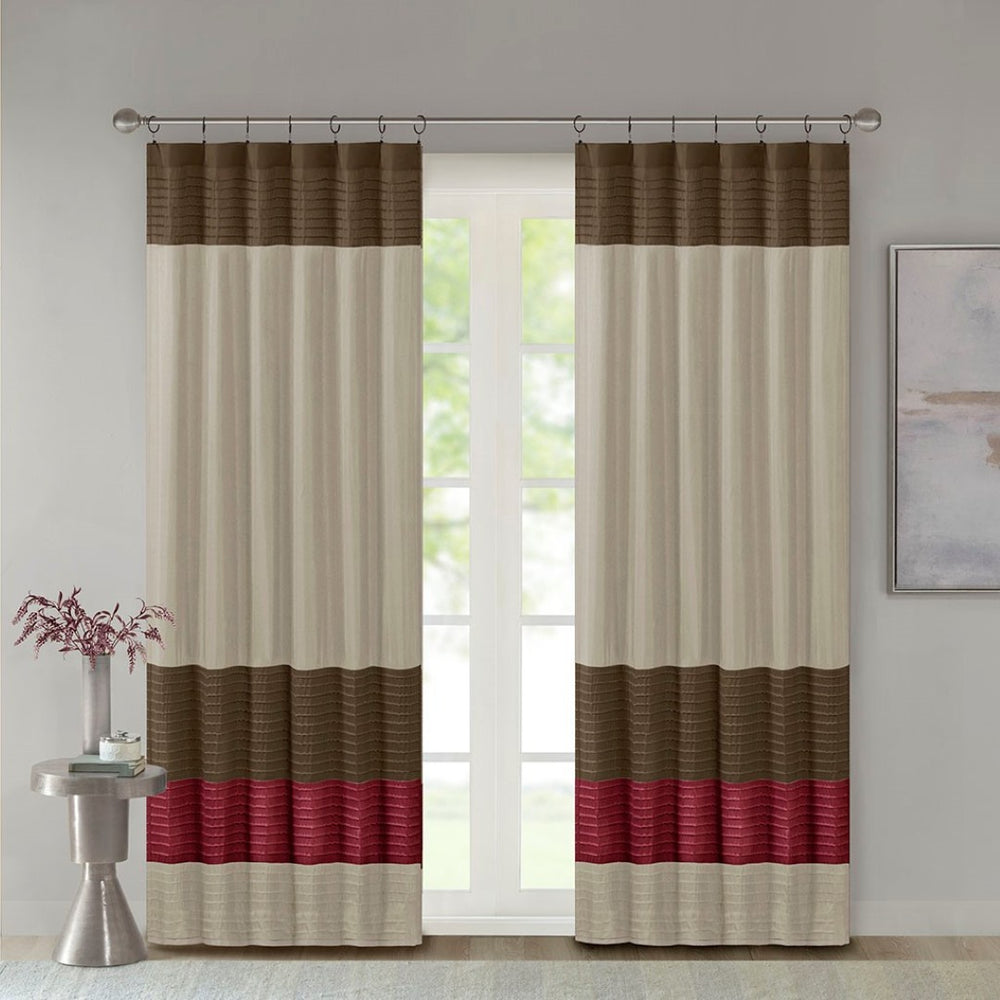 English Elm Polyoni Pintuck Curtain Panel – Modern Striped Design, Light Filtering, 50 X 84 Inches, Easy Care B03598067-GIGA