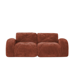 English Elm 2-seater Tufted Velvet Cloud Sofa Frameless High Density Foam Retro Luxe Living Room Red W714P387019