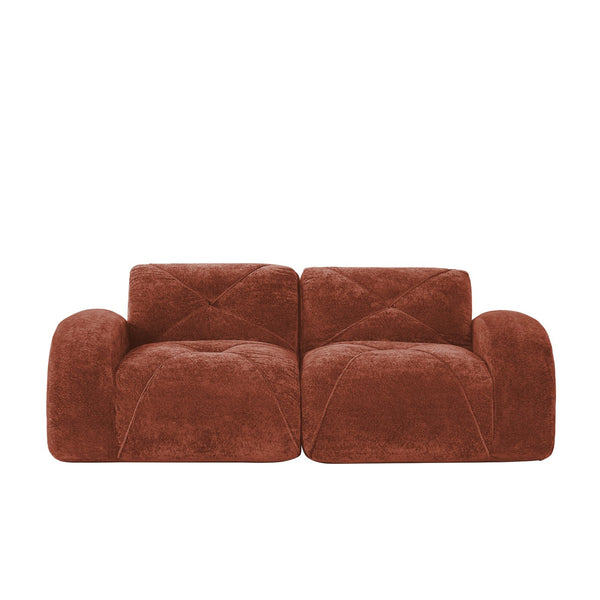 English Elm 2-seater Tufted Velvet Cloud Sofa Frameless High Density Foam Retro Luxe Living Room Red W714P387019