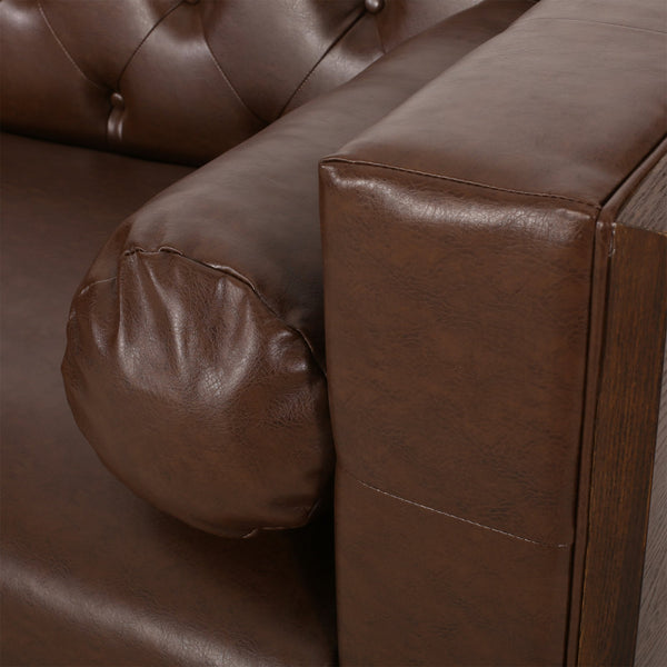 English Elm 3-seater Diamond Tufted Contemporary Sofa Deep Seated Living Room Couch with Pillows Dark Brown 70630.00ADBRN_70630.00BDBRN
