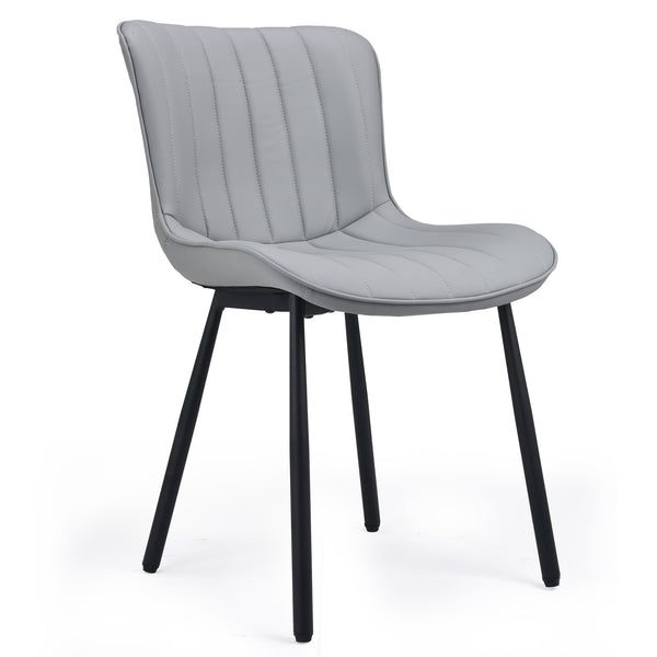 English Elm Dining Chairs Set of 2 Grey Faux Leather with Spindle Back, Adjustable Feet, Metal Legs—Mid‑Century Chic T3623P409233