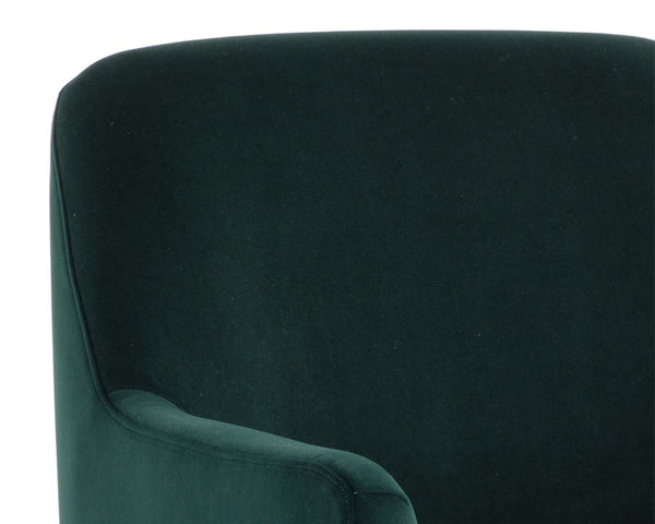Sunpan JAIME Lounge Chair - Elegant Meg Dark Emerald Upholstery with Gold Base for Modern Living Spaces 109568