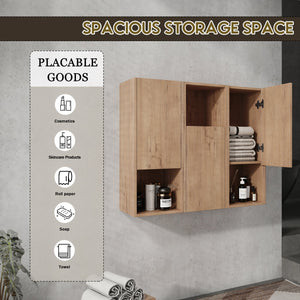 English Elm 36" Bathroom Side Cabinet - Stylish Wall-Mounted Storage, Soft-Close Doors & Durable Imitative Oak Finish W999S00374