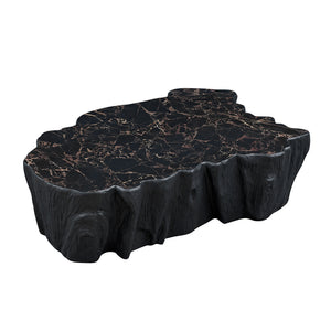 English Elm 48.62 Inch Sculptural Fiberglass Coffee Table Organic Form Gloss Finish Living Room W876P400325