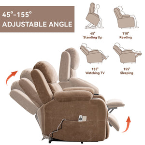 English Elm Infinite Power Lift Recliner with Massage Heat Usb Port and Cup Holders for Seniors W5029P388739