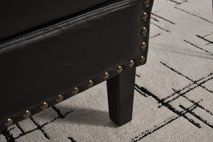 English Elm chair Quilted Diamond-Back Accent Chair with Nailhead Trim, Soft Tactile Upholstery & Solid Wood Legs Black PU W3515P326999
