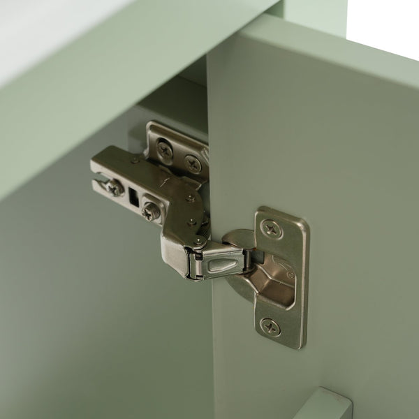 English Elm 20 Inch Modern Small Bathroom Vanity Cabinet With Ceramic Basin, Space-Saving Storage & Soft-Close Door Green N729P170386F