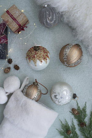 English Elm D3" Elegant Glass Christmas Ball Ornaments Set Of 12 - Perfect For Holiday Decor & Festive Displays W2078P247896