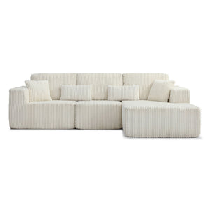 English Elm 109'' Modular Cloud Sectional with Deep Corduroy Seat for Spacious Living Rooms W1117S00307