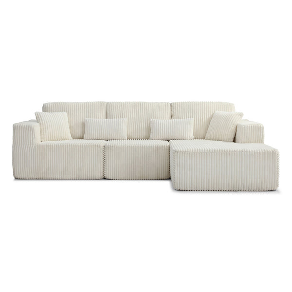 English Elm 109'' Modular Cloud Sectional with Deep Corduroy Seat for Spacious Living Rooms W1117S00307