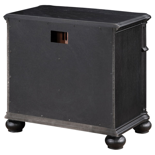 English Elm Taylor Black 3-Drawer Nightstand with Felt-Lined Organizer, Antique Copper Pulls, Sleek Bedroom Storage B062P299900