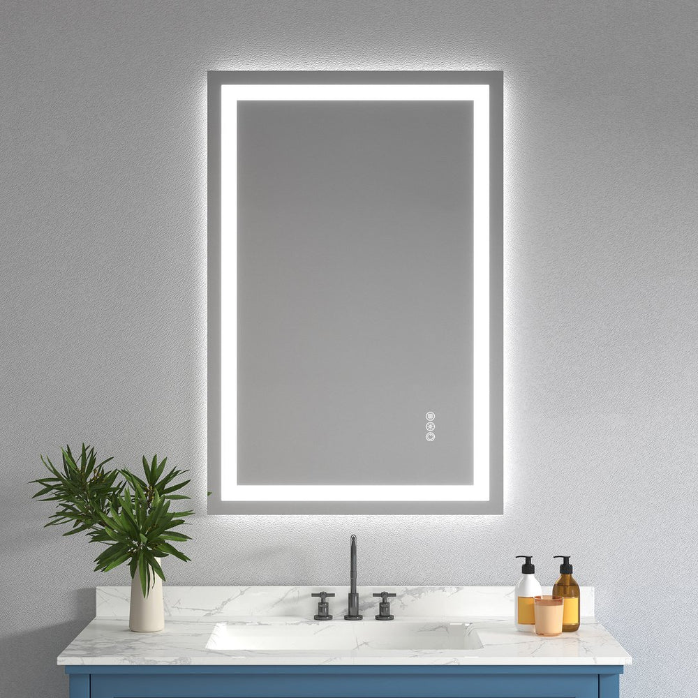 English Elm 24x36" Frameless Tempered Mirror with Dual Front & Back LED Strips, 5-Color Temps, UL Listed, Kit Included T3177P320554