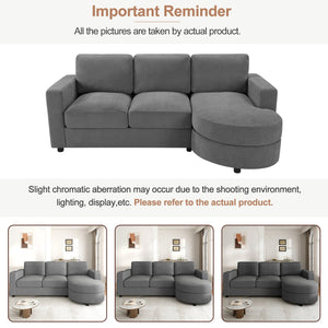 English Elm Modern L-Shaped Sectional Sofa With Curved Chaise, Usb Ports & Storage, Soft Chenille, Grey Finish N719S002170E