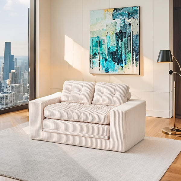 English Elm Loveseat Sofa Bed With Memory Foam & Durable Steel Frame - Stylish 2-In-1 Design For Small Spaces W2959P379141