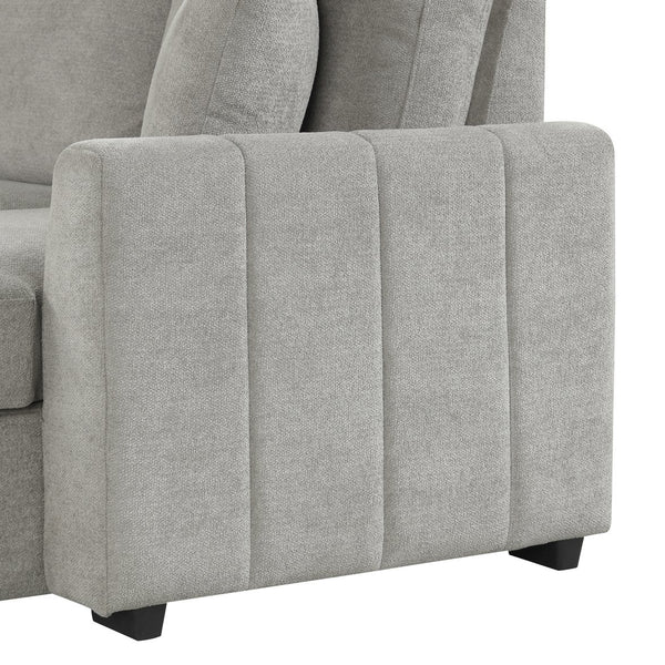 English Elm U_style Modular Sectional Sleeper Sofa with Storage Chaise and Cup Holders for Living Room Grey WY000467AAE