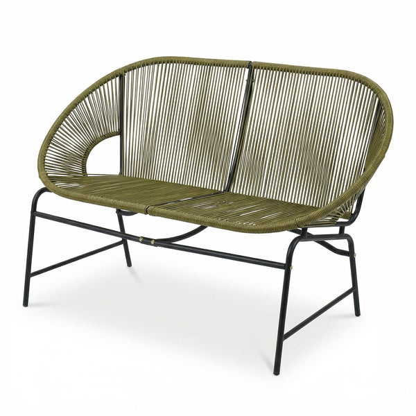 English Elm Condessa Outdoor Pe Rattan Loveseat Iron Frame Weather Resistant Patio Seating Green N775P423051G