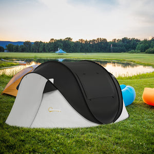 English Elm Outsunny Instant Pop up Camping Tent with Porch Vestibule Waterproof 3 Person Dome Black W2225P200772