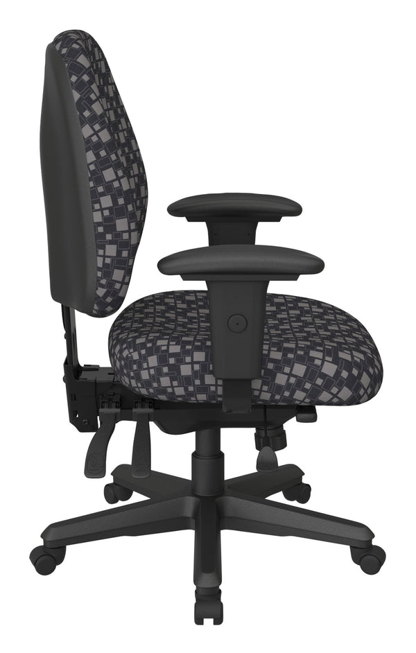 OSP Home Furnishings Ergonomics Chair Adjustable Lumbar Support Seat for Productive Home Office Comfort Steely 43808-K108