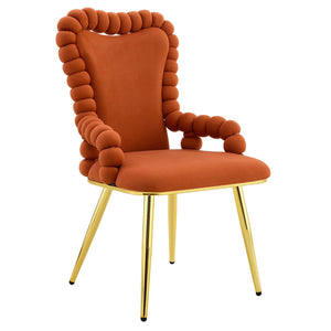 English Elm Set of 2 Velvet Dining Chairs Sculptural Bubble Back Gold Legs Glam Accent Seating W3875P370856