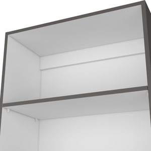 English Elm Sutton 4-Shelf Modern Bookcase with Open Storage, Slim 71.1" Tall Display Unit in White/Gray/Black B128P176169