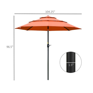 English Elm Outsunny 9Ft Orange Patio Umbrella With Crank, 3-Tier Venting For Deck & Lawn Shade, Easy Tilt W2225P174162-GIGA