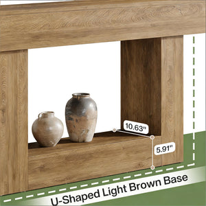 English Elm Practical Geometric Console Table with Matte Black Wood Grain Finish for Entryway or Sofa T3971P454197