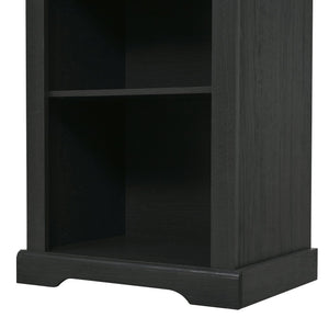 English Elm 3-piece Farmhouse Entertainment Center with Curved Cabinets Walnut Mdf Modular Living Room Black N721S000068B